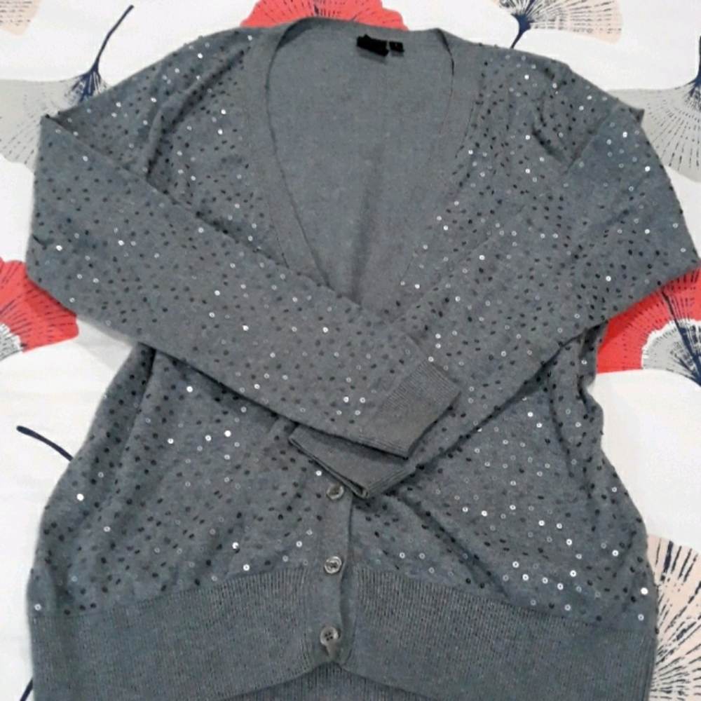 Material Girl Grey sequined cardigan large